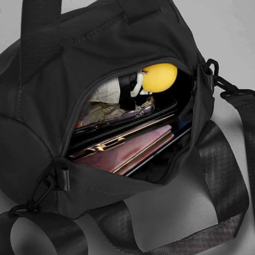 Mini Nylon Duffle Gym Bag Black 9.5x4.7x5.5 inch with Adjustable Strap — view 5