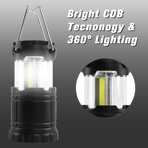 U+U 2 Pack Camping Lanterns, Portable Camping Lights Battery Powered, Collapsible Camping Lanterns, Camping Lamp for Outdoor Emergency Tent, Black — view 3