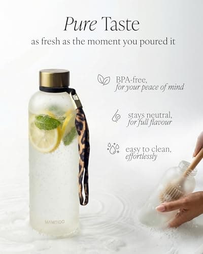 MAMEIDO Water Bottle with Time Markings 1.5 L (Ivory Beige Gold) — view 3