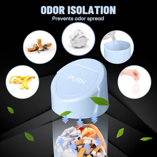 Car Trash Can Bin with Lid - Car Garbage Can Cup Holder - Light Blue Mini Leakproof Vehicle Trash Garbage Can Bin with 20pcs Trash Bags-Car Organizers and Storage for Front Back Seat Accessories — view 4