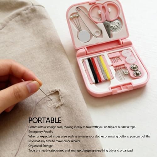 Chrees Compact Sewing Kit for Travel Repairs and Emergency Fixes (Pink) — view 4