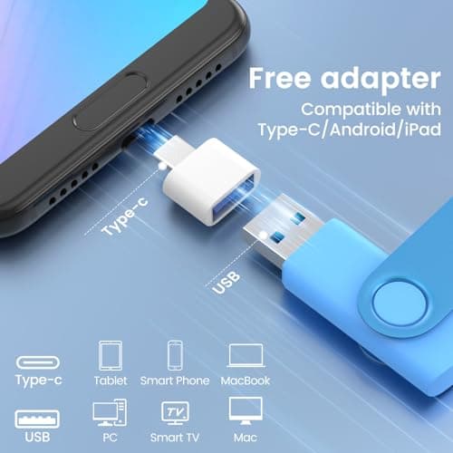 Wooolken usb stick 64GB 3.0 Flash Drives 5 Pack, with USB C Adapter — view 2