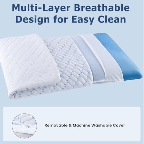 Wuly4ever Ultra Thin Memory Foam Pillow 2.25 inch for Stomach Sleepers, Low Profile Flat Pillow for Minimal Height Support, Slim Pillow With Removable Cooling Cover, 60×40×5.7cm — view 5