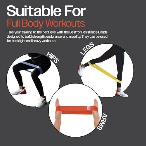 Bestfor Resistance Bands Set of 5, for Both Men and Women, 5 Resistance Levels for Exercises, Training, Fitness, Strength, Workouts, Rehabilitation, Use Anywhere Home, Gym, On the Move,Carry Bag — view 6