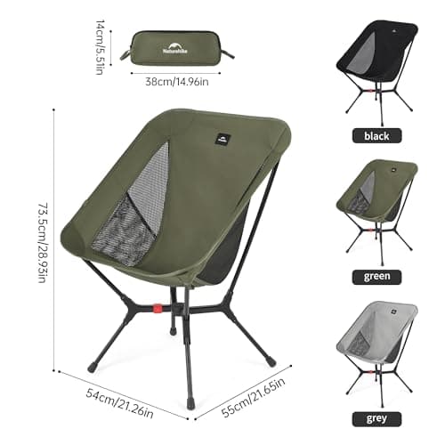 Naturehike YL01 Snap Camping Folding Chair, Lightweight Compact & Portable Backpacking Chair with Storage Bag Compact Folding Camp Garden Picnic Barbecue（Green） — view 2