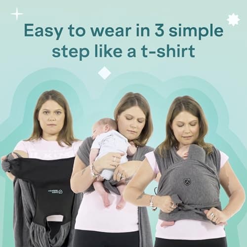 Koala Babycare Baby Sling Easy to Wear - Certified Ergonomic Support - Multi-Purpose Stretchy Baby Carrier Suitable up to 9 kg - Baby Wrap Carrier for Newborn - Anthracite - Registered Design — view 3