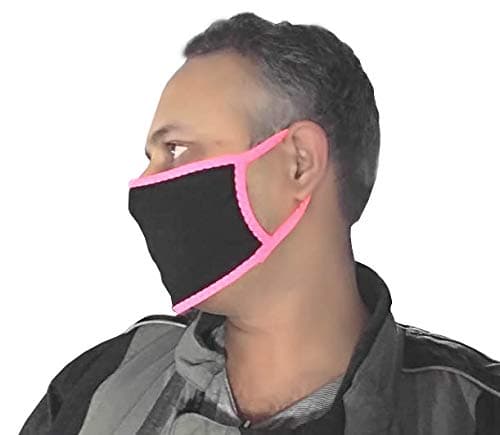 LTG PRO® Soft Face Cover Respirator Cycling Anti-Dust Reusable Quick Dry Washable Pink Black (Black with pink Border)