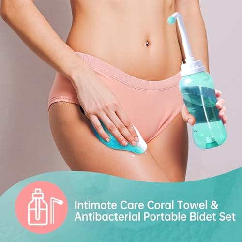Portable Bidet with Intimate Washcloths - Bottle Postpartum Essentials, Perineal Bottle for Postpartum Care,Travel Bidet with Storage Bag,Perineal Spray (Green) — view 3