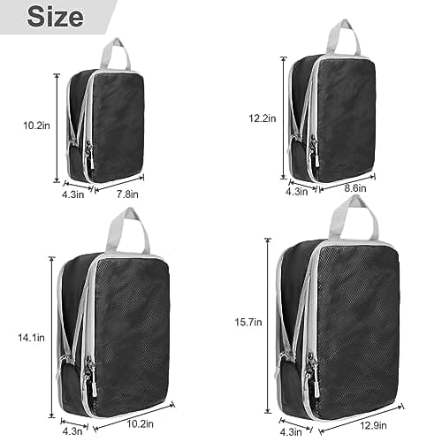 Compression Packing Cubes,Travel Storage Bag, Travel Packing Essentials for Suitcase Organizer Bags, Packing Organiser for Carry On Luggage(Black, Set of 4) — view 3