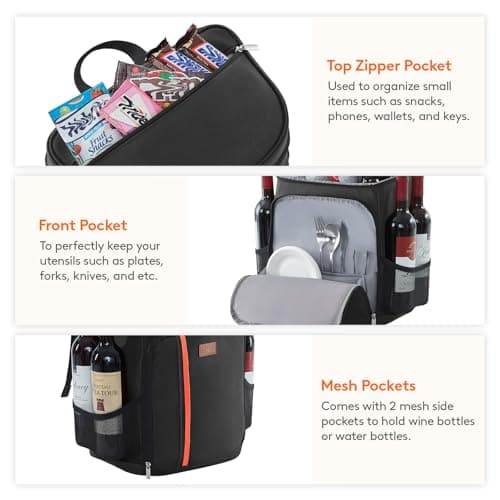 Lifewit 36 Cans Backpack Cooler Waterproof Insulated Soft Lunch Backpack Lightweight Leakproof Cooler Bag for Men Women Adults for Work Picnics Beach Camping Travel Outdoor Activities, Black — view 5