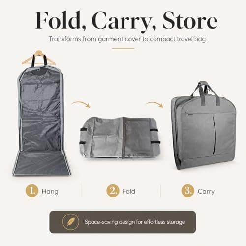 Large Foldable Premium Garment Carrier Suit Duffel Bag With Adjustable Handles - Wardrobe, Jacket, Dress Cover Storage for Men's Travel (Dark Grey) — view 3