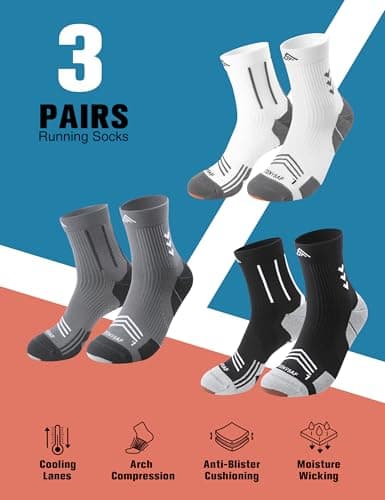 Lounwee Mens Compression Running Socks: 360° Targeted Support Secure Fit — view 5