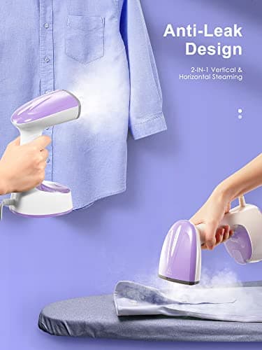 Reemix Steamer for Clothes, Folding Handheld Design Garment Wrinkles Remover, 20g/min Strong Penetrating Steam, 25-Sec Fast Heat-up, for Home, Office and Travel (Pink) — view 4