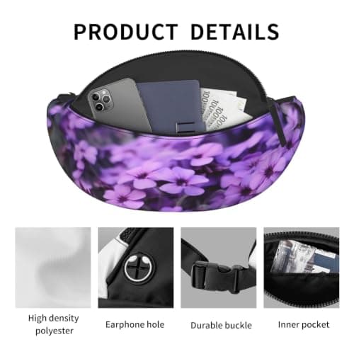 Lavender Bouquet Bum Bag Waist Fanny Pack,Adjustable Waist Bag for Women Men — view 2