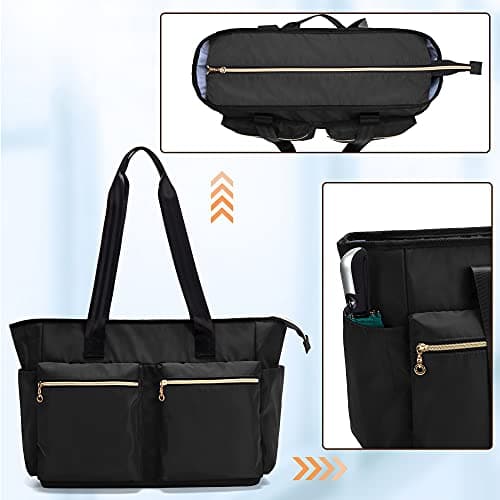 Damero Nurse Tote, Nurse Work Bag with Laptop Sleeve and Pockets, Black — view 5