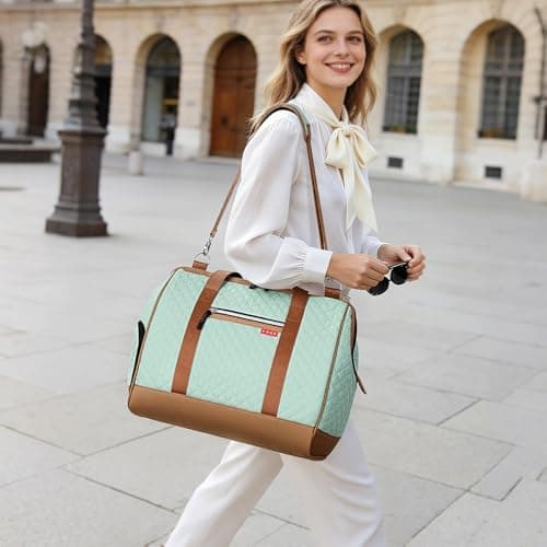 Lekesky Weekend Overnight Bags for Women - 33l Top Large Opening Travel Duffles Bag, Holdall Bag for Airlines with Shoes Compartment (Olive Green,42 * 33 * 24cm) — view 2
