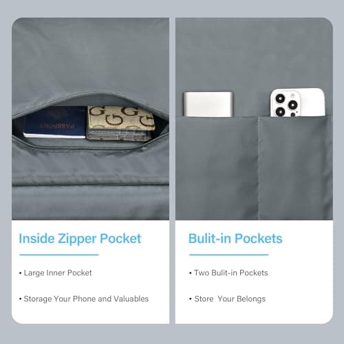oscaurt Beach Bags Large Tote Bag with Zip Waterproof Foldable Weekend Bag Lightweight Travel Gym Bag for Women Holiday Essentials Handbags with Multi Pockets — view 6