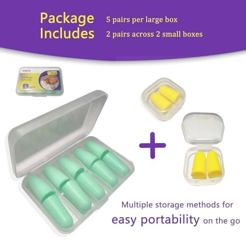 CozVue Ear Plugs, Ear Plugs for Sleep, 38dB Highest SNR, Noise Canceling Soft Foam Earplugs, 7 Pairs with Storage Case, for Study, Travel, Work, Commute & Side Sleepers,Mint Green — view 2