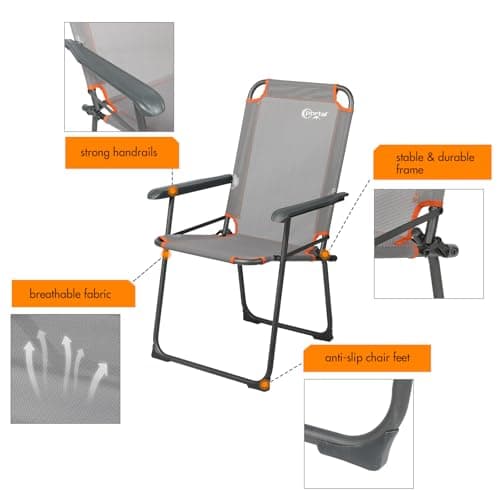 Portal Folding Camping Chair for Adults Set of 2 Mesh Garden Picnic Festival Chair Heavy Duty Foldable Lightweight Hard Armrests High Back Collapsible Beach Fishing Chair Portable Supports 150KG — view 5