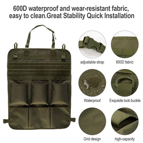 SUPBEI Car Seat Back Organizer Car Backseat Organizer Tactical Vehicle Panel Universal Fit Car Seat Cover Protector Car Organizer for Travel Accessories,Dark Camouflage — view 6