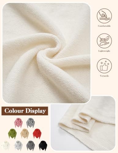 Vijamiy Wool Blend Triangle Scarf for Women, One Size, White — view 3