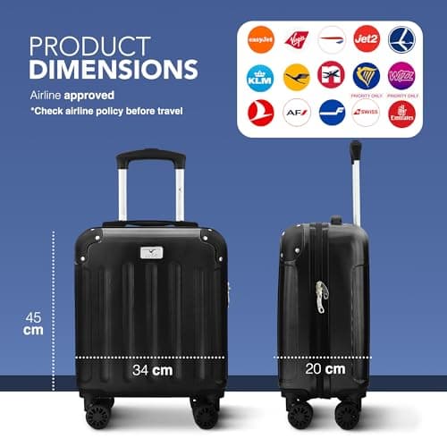LUGG 15 Inch Skywander Lightweight Underseat Cabin Bag – EasyJet Approved Carry-On Suitcase, Durable ABS Hard Shell, Smooth Double Spinner Wheels, Water-Resistant & Compact Travel Luggage (45x34x20cm) — view 2