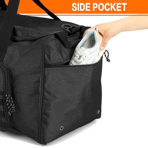 125L Extra Large Travel Duffle Bag for Men Women Heavy Duty Tactical Duffel Bag with Shoulder Strap Weekender Overnight Trip Big Sports Gym Equipment & Workout Bag for Military, Black — view 5