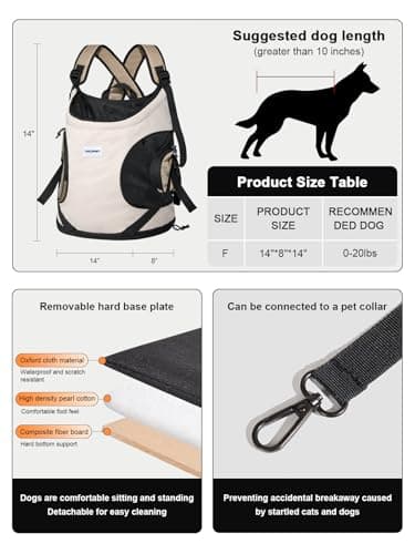 Dog Carrier Backpack, Dog Carrier Bag for Small Medium Dogs and Cats, Dog Backpack up to 18.7 lbs, Breathable and Comfortable Pet, Portable Travel Bag for Hiking Travel Outdoors, Beige — view 3