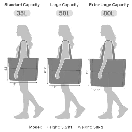 G4Free Large Beach Bag for Women, Waterproof Sandproof Foldable Beach Tote Bags with Zip, Pool Travel Swim Grocery Tote Bags, Brown Plaid — view 6