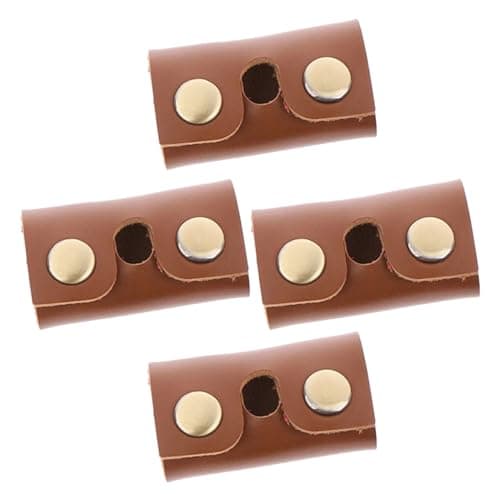 LOORGVEL 4pcs Manual Safety Head Protector Set Brown Leather Double Edge Head Cover Protective Sheath for Men’s Travel Shaving