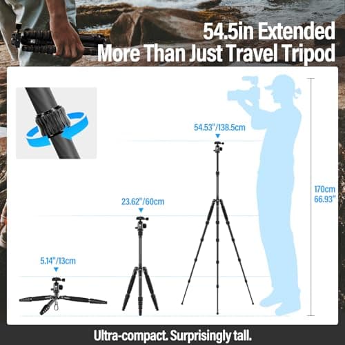 SIRUI AM-5C Carbon fibre Travel Tripod with 360° Ball Head, Compact — view 4