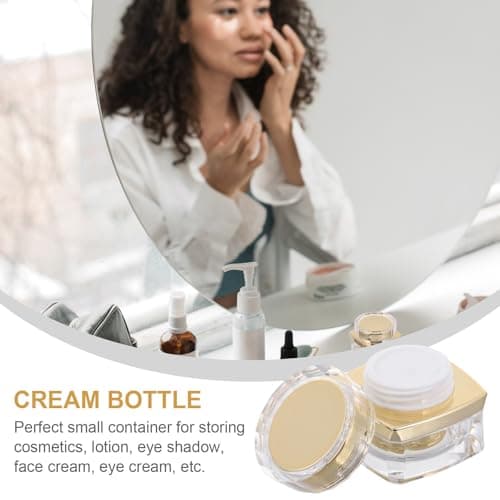 jojofuny G Acrylic Portable Travel Cream Bottle with Golden Flat Lid, Reusable and Stackable Small Storage Container for Moisturisers and Lotions, Sampling Bottle for Cosmetics — view 3