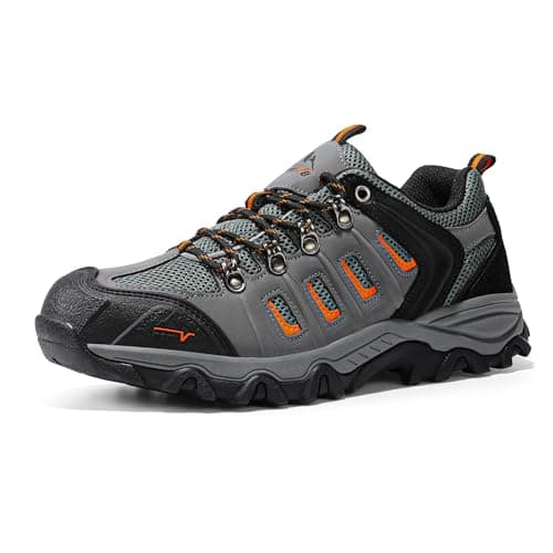 NORTIV 8 Men's Hiking Shoes,Black/Dark Grey/Orange-Pu,10