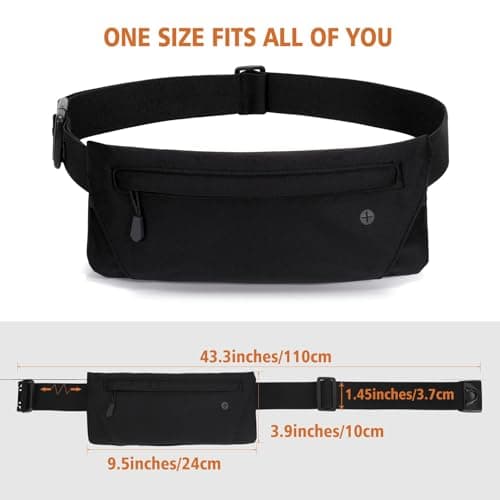 WHIPPY Running Belt for Phone Bag Running Gifts for Women Fanny Pack for Men Elastic Runners Money Belt Phone Holder Hiking Waist Pack, Black — view 5