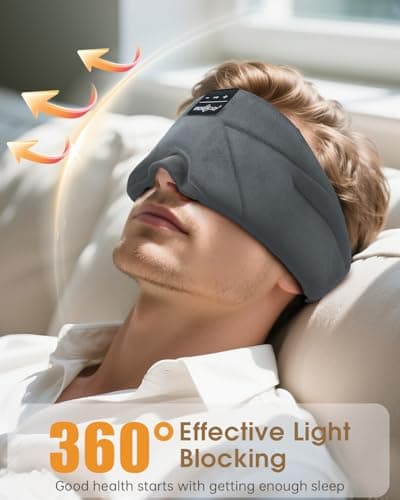 MUSICOZY Sleep Mask Headphones 100% Blockout Soft Cotton Sleep Headphones — view 5