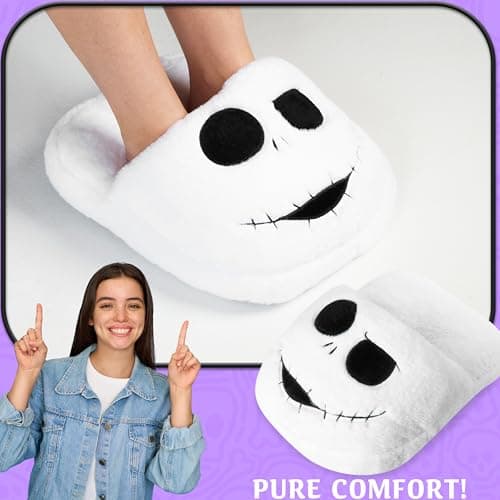 Disney The Nightmare Before Christmas Foot Warmer Women Teens UK 2-13.5, Non Electric Fleece Foot Muff Adults, Heated Slipper, Non Slip (White TNBC) — view 5