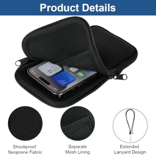 AOOSA Phone Sock, Universal Neoprene Shockproof Pouch Sleeve Case, Black — view 3