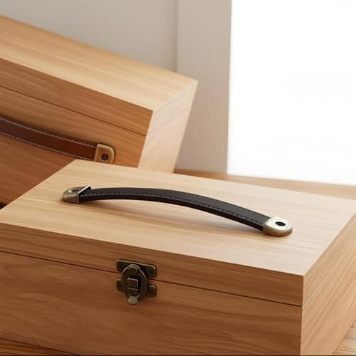 Classicseali 4 Pcs Leather Handles,Leather Drawer Pulls with Screws — view 4
