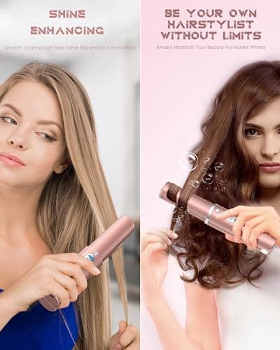 Portable Titanium Cordless Hair Straightener, Heats Up in Seconds & Lasts Up to 50 Minutes & USB Rechargeable, Dual Voltage Mini Travel Flat Iron Straightening for Small Touch-Ups-Not for Thick Hair — view 4