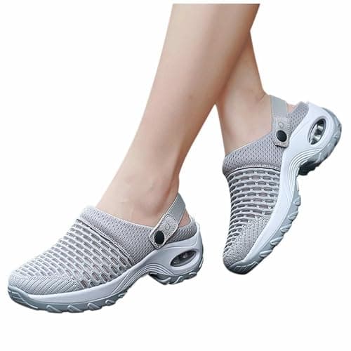 HEONSATI Orthopaedic Trainers Women Slip-On Backless Arch Support Summer Shoes Swollen Feet Casual Breathable Bathing Sandals Diabetic Lightweight Walking Slippers Mule Flat Air Cushion Beach — view 2