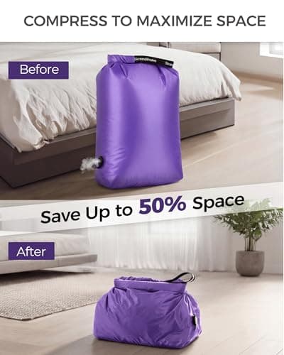Compression Travel Laundry Bag for Dirty Clothes, Pump-Free Laundry Bag for Suitcase & Dorm, Waterproof Wet Dry Clothes Organizer, Large Capacity Space Saving Travel Bag (1 Pcs)(Purple, M) — view 3