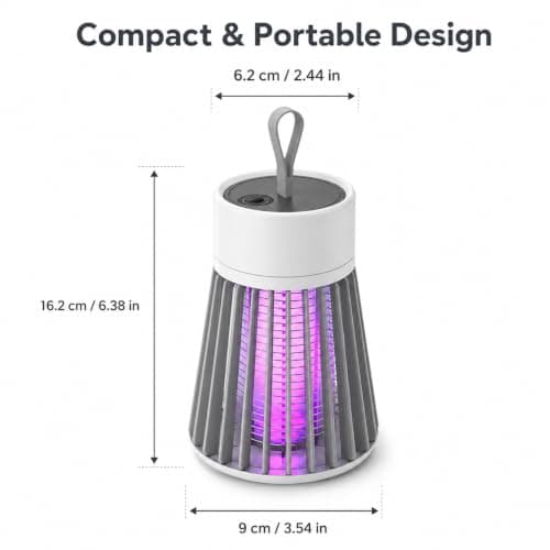 USB Rechargeable UV Bug Zapper Mosquito & Fly Trap, Portable Electric Insect Killer Lamp with Hanging Loop for Camping, Bedroom, Patio & Indoor Outdoor Use — view 3