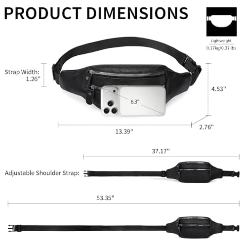 GAEKEAO Bum Bag Fanny Pack for Women Men Genuine Leather Waist Bags for Running Sport Hiking Travel — view 3
