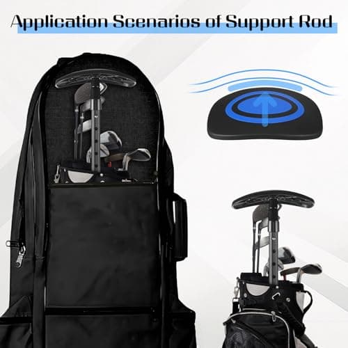 Golf Travel Bag Support Rod, Anti-impact Support Cover, Aluminum Alloy Height Adjustable 4 Telescopic Pole, Portable Golf Club Bag Stiff Arm Support Protector Accessory, Support Stick Pole System — view 3