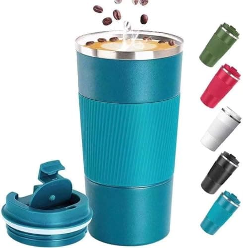 Travel Mug with Leakproof Lid,Insulated Reusable Coffee Mug for Hot&Cold Drinks/Tea,Portable Stainless Steel Thermal Takeaway Travel Coffee Cup for Car/Outdoor/Picnic/Office/School (Coffee Cup Blue)