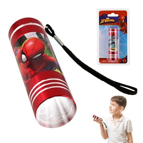 SRV Hub Spiderman LED Torch 8.7cm, Aluminium 9 LED Flashlight with Wrist Strap, Compact Battery Powered Torch for Home, Travel, Camping & Emergency Use