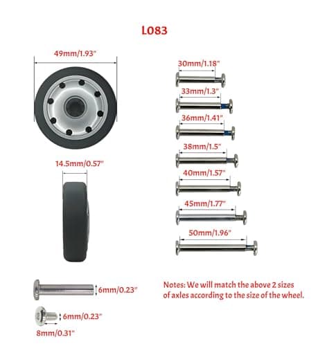 4Pcs Suitcase Replacement Wheels, 49mm x 14.5mm Double Luggage Wheels Rubber Swivel Caster for Trolley Roller Bearings Repair Kits — view 2