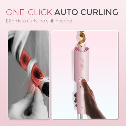 TYMO Hair Curler Automatic Rotating - CURLPRO, Curling Wand, Pink 1 inch — view 2