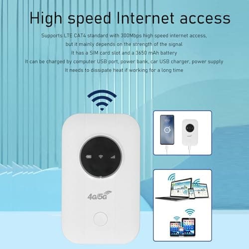 Portable WiFi Hotspot, 4G LTE Mobile WiFi Hotspot 300Mbps 3650mAh Pocket WiFi Router 10 Users Sharing WiFi Hotspot Device with Micro SIM Card Slot — view 3