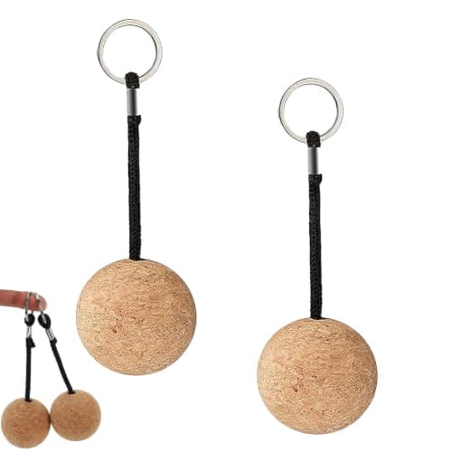 MUWWOEE 2 PCS Floating Cork Keyrings, 53mm Floatable Wooden Ball Key Chain, Cork Keyring Float, Floating Keyring, for Swimming Diving Fishing Canoeing Sailing Kayaking Marine Boat